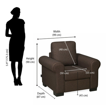 Nilkamal Array 1 Seater Bill Arm Sofa (Dark Brown)