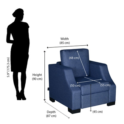 Nilkamal Array 1 Seater Rick Arm Sofa (Blue)