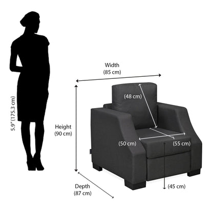 Nilkamal Array 1 Seater Rick Arm Sofa (Dark Grey)