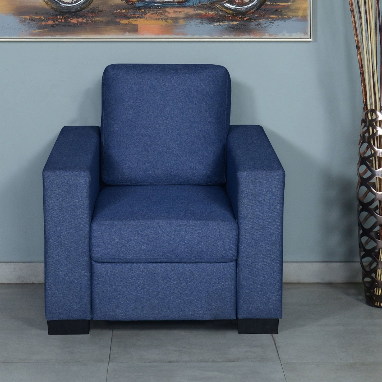 Nilkamal Array 1 Seater Ron Arm Sofa (Blue)