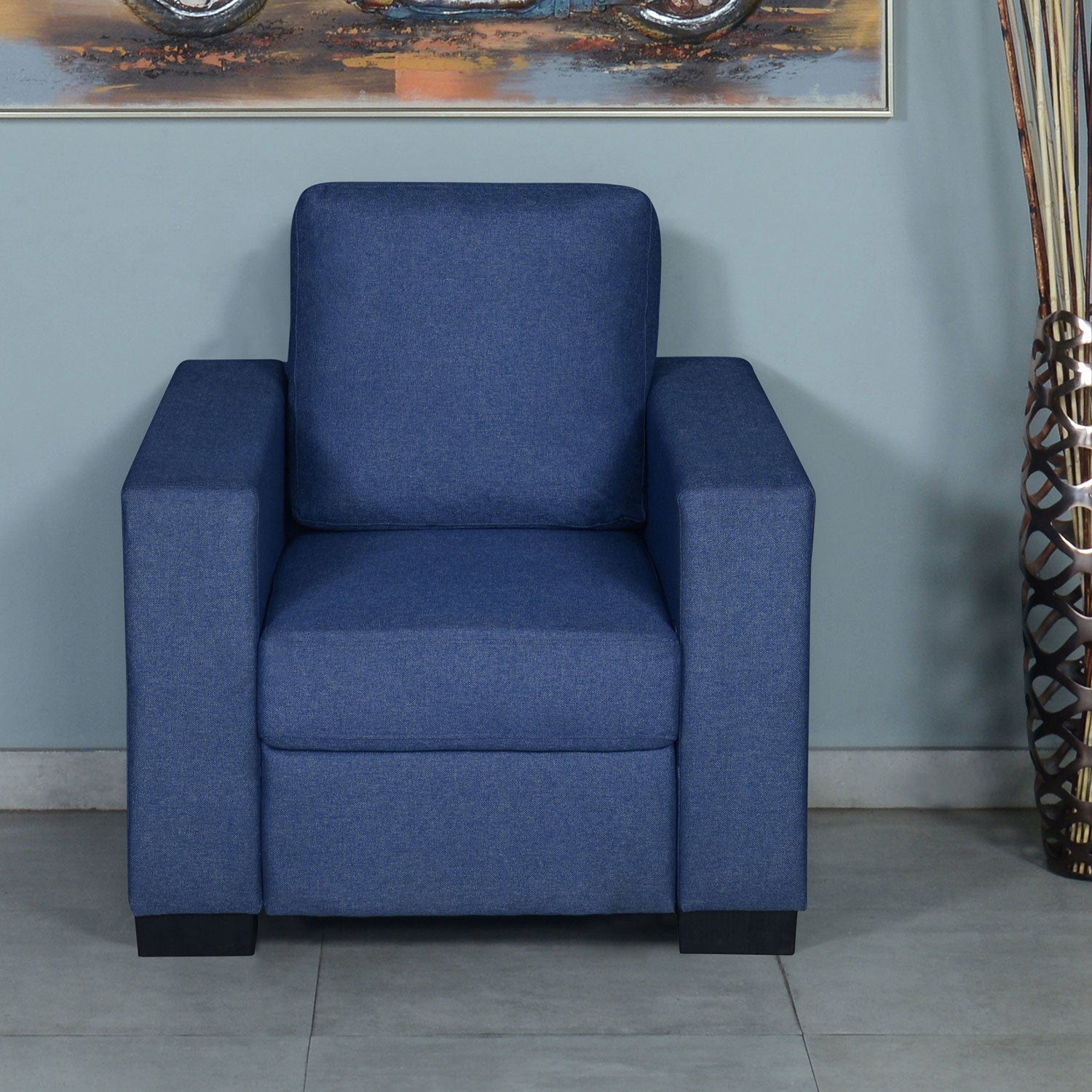 Nilkamal Array 1 Seater Ron Arm Sofa (Blue)