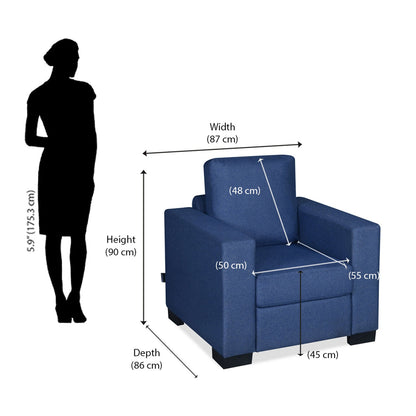 Nilkamal Array 1 Seater Ron Arm Sofa (Blue)