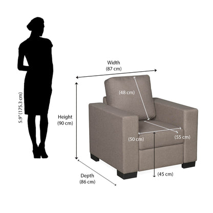 Nilkamal Array 1 Seater Ron Arm Sofa (Light Brown)