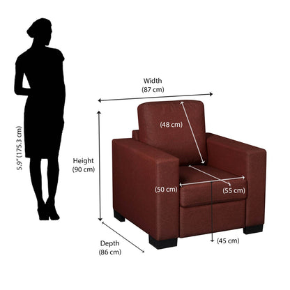 Nilkamal Array 1 Seater Ron Arm Sofa (Maroon)