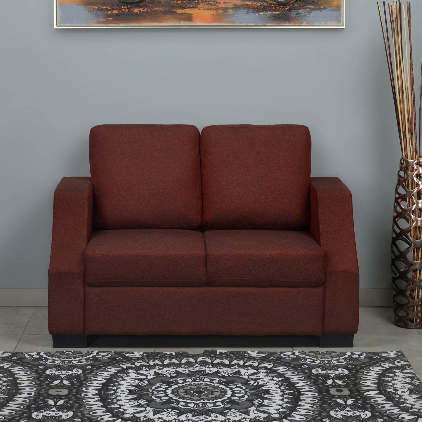 Nilkamal Array 2 Seater Rick Arm Sofa (Maroon)