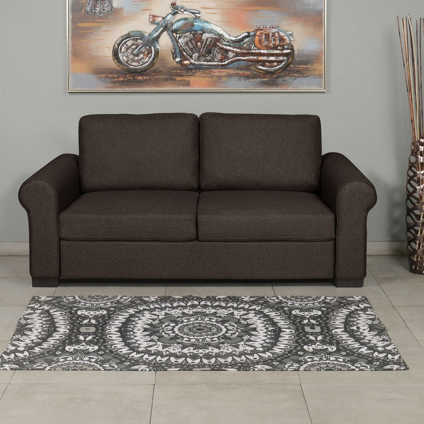 Nilkamal Array 3 Seater Bill Arm Sofa (Dark Brown)