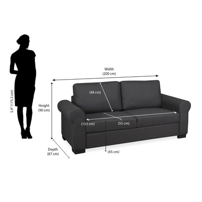 Nilkamal Array 3 Seater Bill Arm Sofa (Dark Grey)