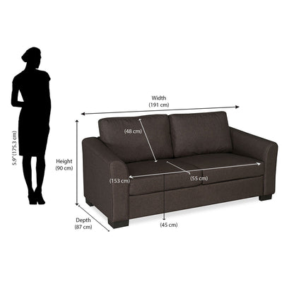 Nilkamal Array 3 Seater Mike Arm Sofa (Dark Brown)