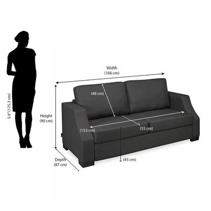Nilkamal Array 3 Seater Rick Arm Sofa (Dark Grey)