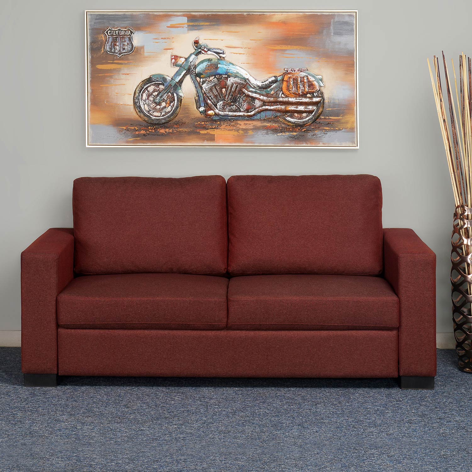 Nilkamal Array 3 Seater Ron Arm Sofa (Maroon)