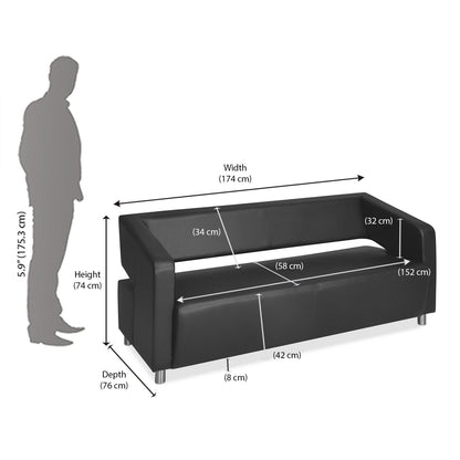 Nilkamal Arrow Leatherette 3 Seater Sofa (Black)