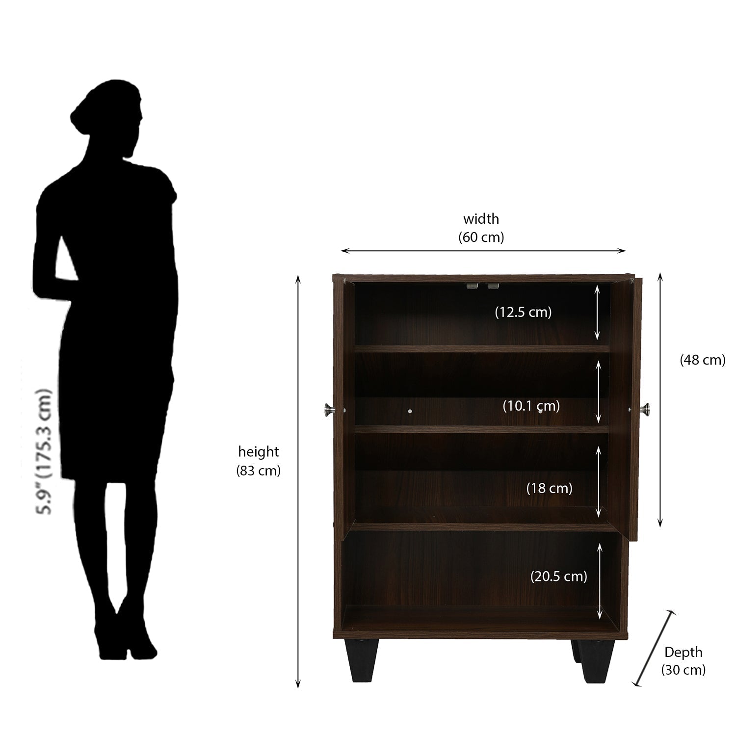Nilkamal Astero Engineered Wood Shoe Cabinet (Walnut)