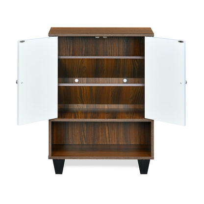 Nilkamal Astero Engineered Wood Shoe Cabinet (Walnut & White)