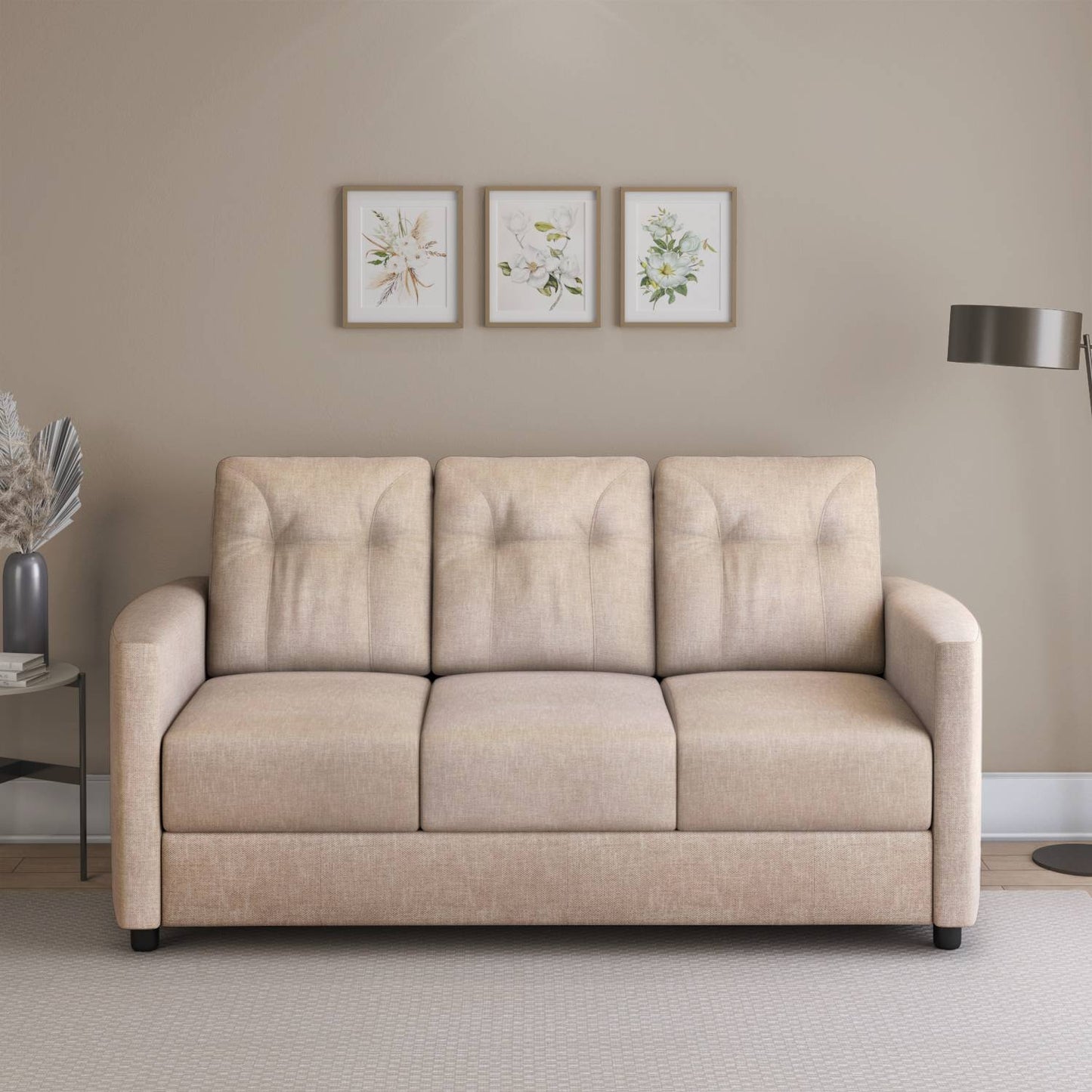 Nilkamal Astonic 3 Seater Fabric Sofa (Beige)