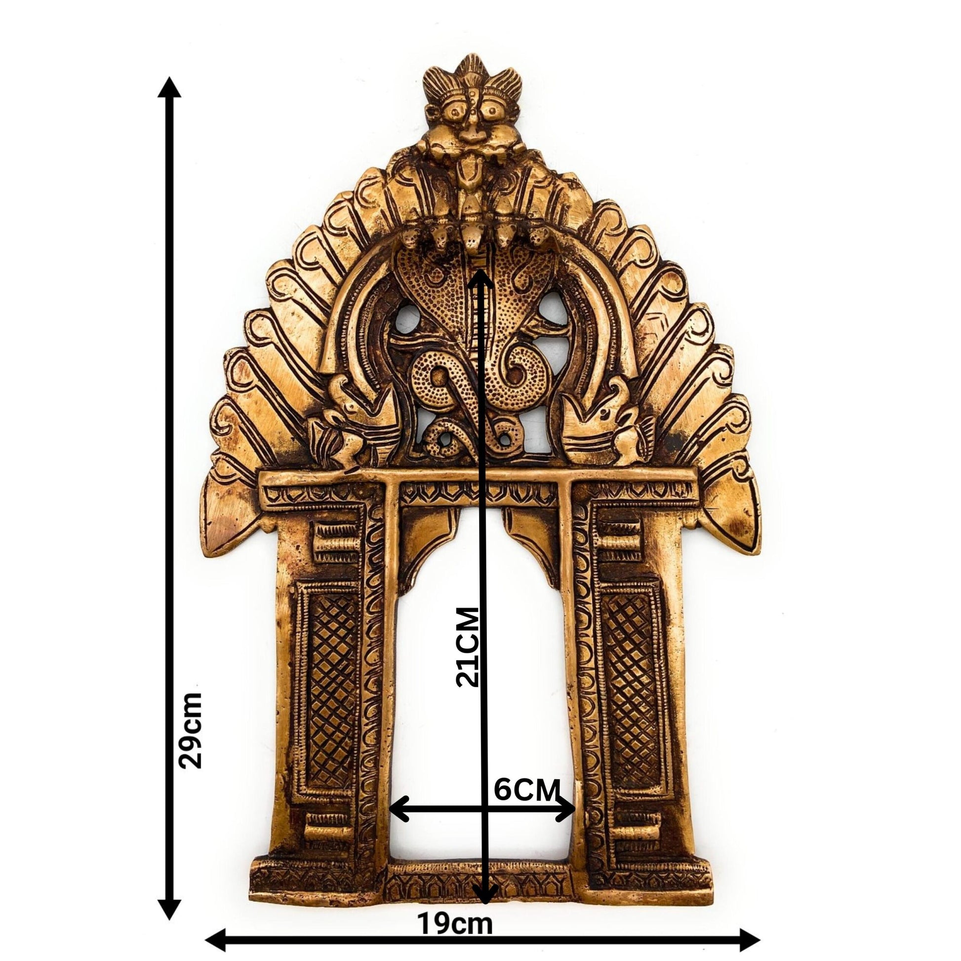 Bhunes Brass Prabhavali with Sheshnag Frame – Traditional Temple Arch Wall Hanging for Deity | Prabhawal Prabhawali Prabhaval for Mandir & Home Decor, Gold, 11.5 Inch, 1 Piece