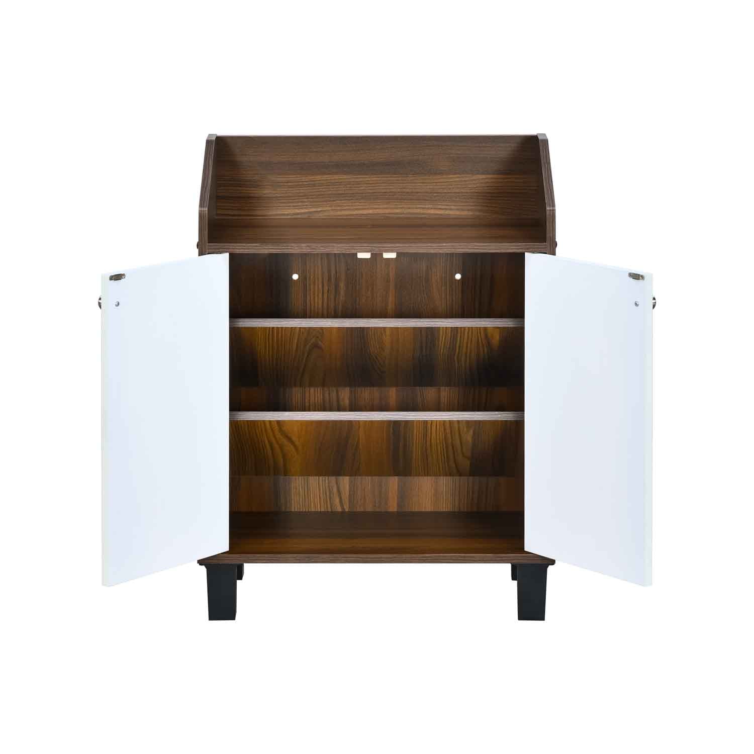 Nilkamal Aze Engineered Wood Shoe Cabinet (Walnut & White)