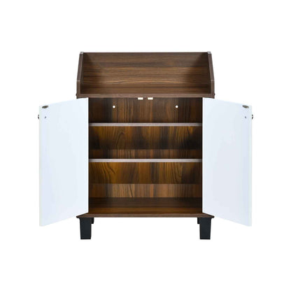 Nilkamal Aze Engineered Wood Shoe Cabinet (Walnut & White)