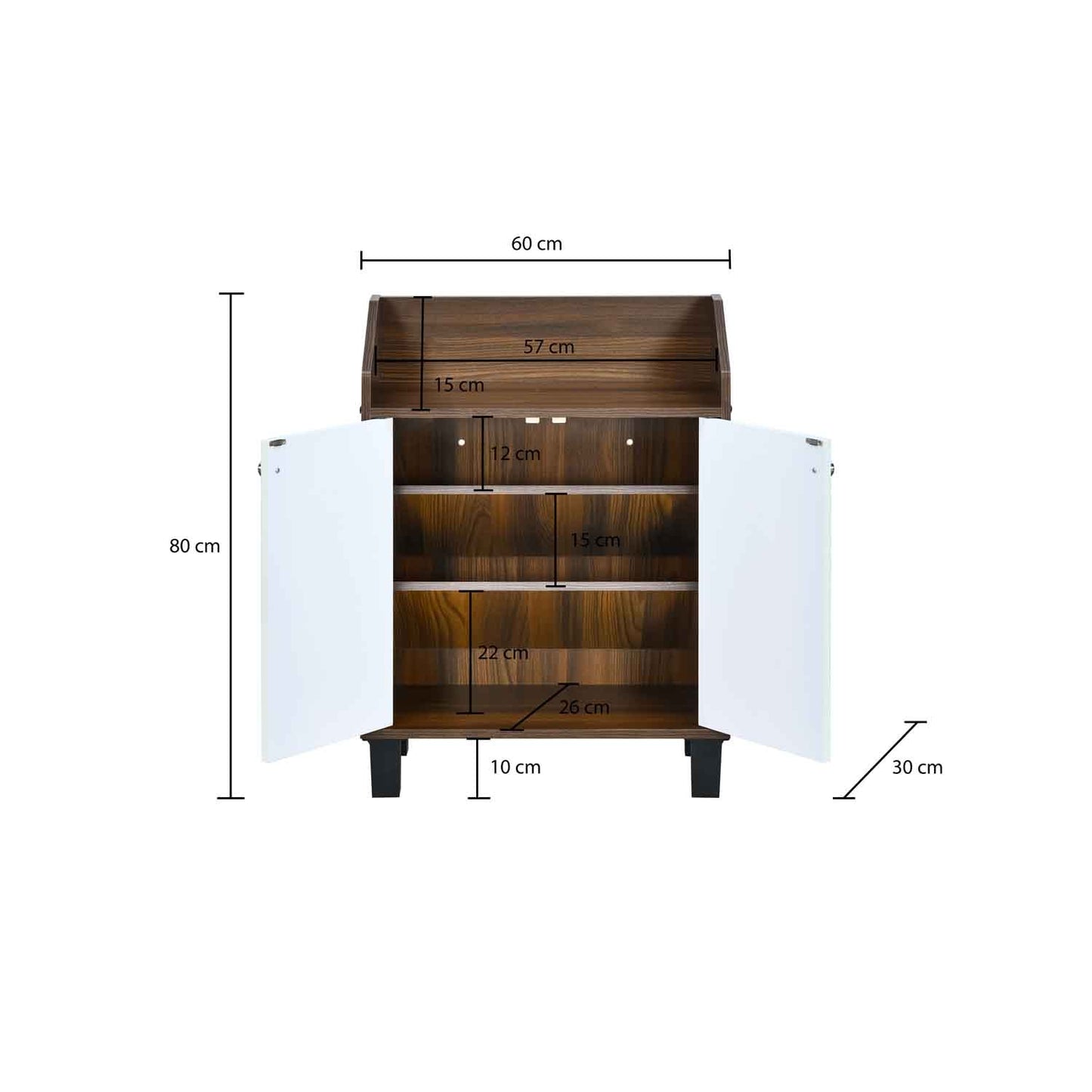 Nilkamal Aze Engineered Wood Shoe Cabinet (Walnut & White)