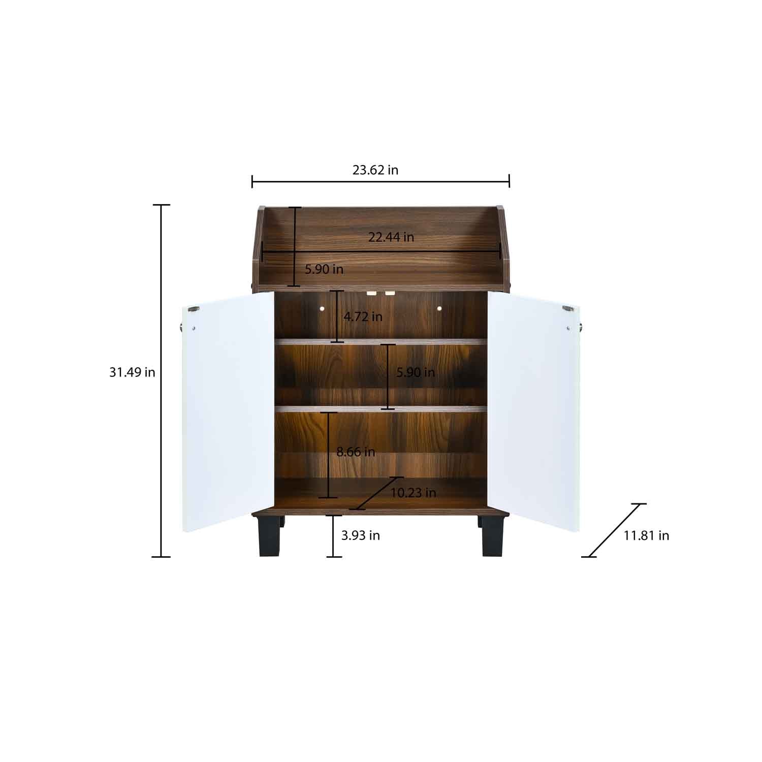 Nilkamal Aze Engineered Wood Shoe Cabinet (Walnut & White)