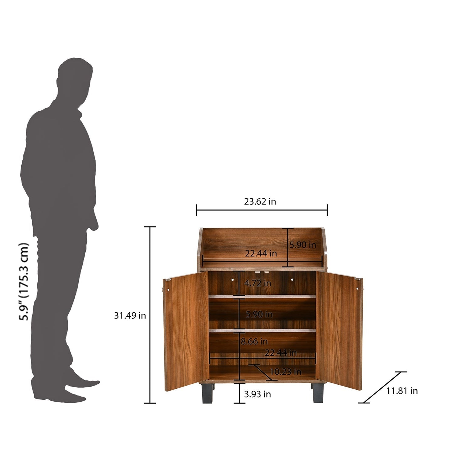 Nilkamal Aze Engineered Wood Shoe Cabinet (Classic Walnut)