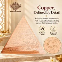 Copper Triangle Yantra, Intricate Engraved Pooja Decor
