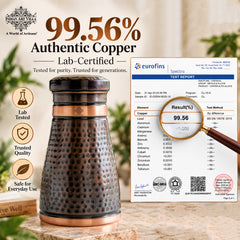 Copper Bedroom Bottle With Dark Hammered Design - 950ml