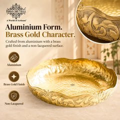 Golden Metal Urli Bowl With Embossed Design
