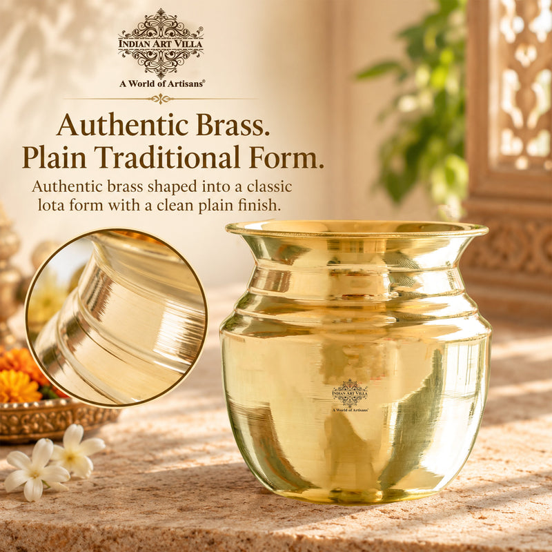 Traditional Brass Lota With Plain Design for Pooja & Home Use - 500 ML
