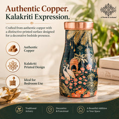 Pure Copper Tawar Kalakriti Print Bedroom Bottle - 950 ML