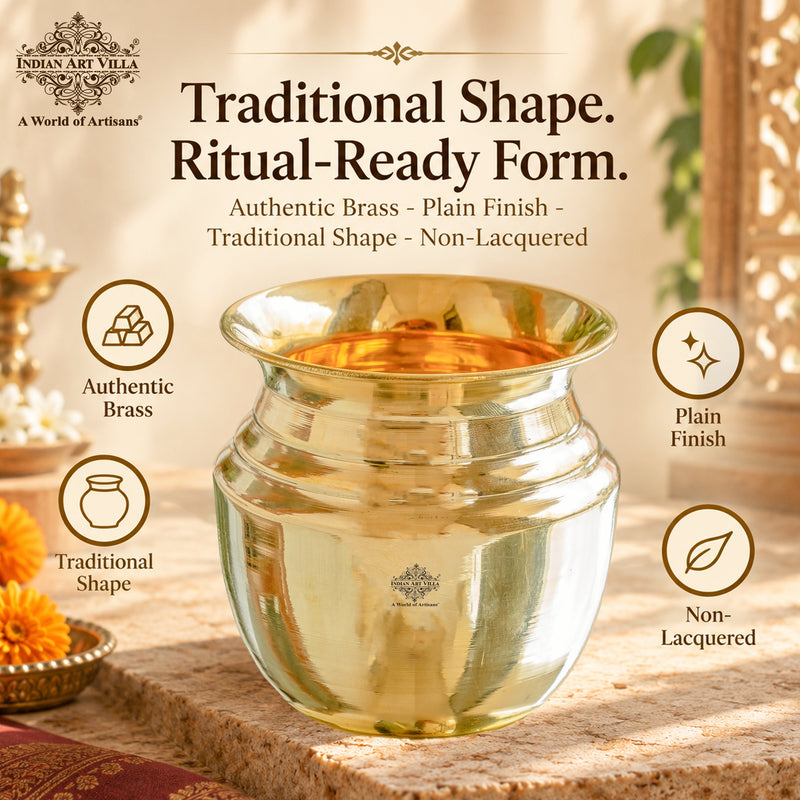 Traditional Brass Lota With Plain Design for Pooja & Home Use - 500 ML