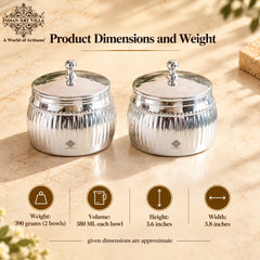 Silver Plated Brass Bowl Combo Set With Box - 380 ML