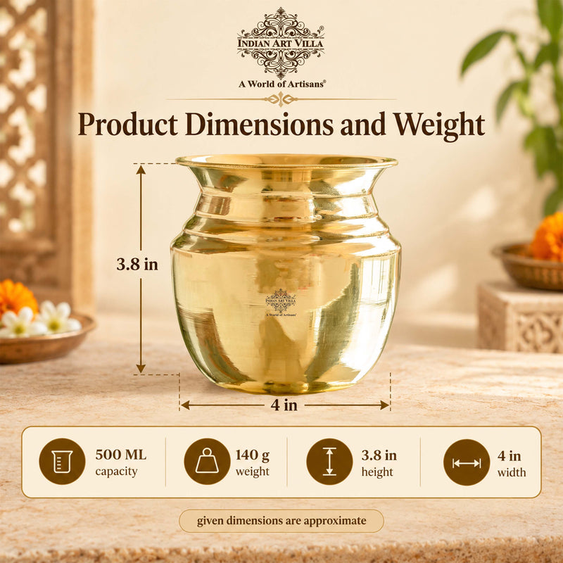 Traditional Brass Lota With Plain Design for Pooja & Home Use - 500 ML