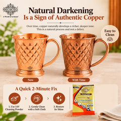 Pure Copper Diamond Hammered Moscow Mule Beer Mug - 450 ML