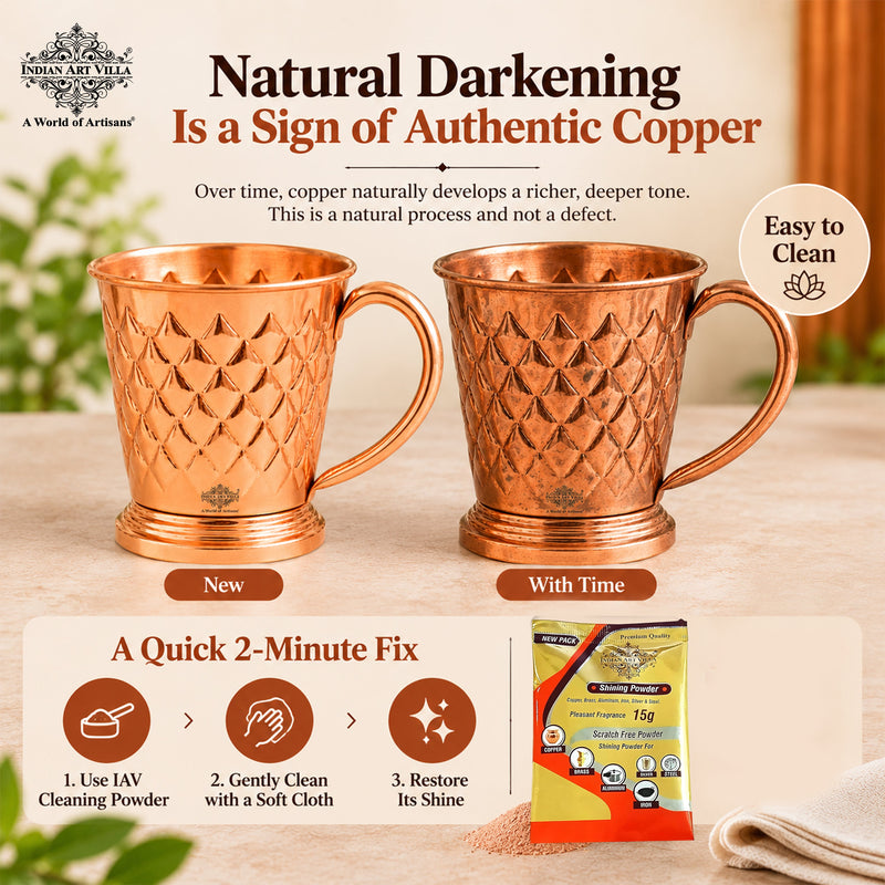 Pure Copper Diamond Hammered Moscow Mule Beer Mug - 450 ML