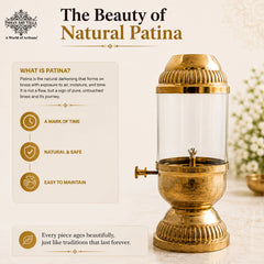 Brass Akhand Diya Oil Lamp with Glass Chimney & Wick