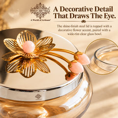 Glass Bowl with Steel Lid & Velvet Gift Box - 1350 ML