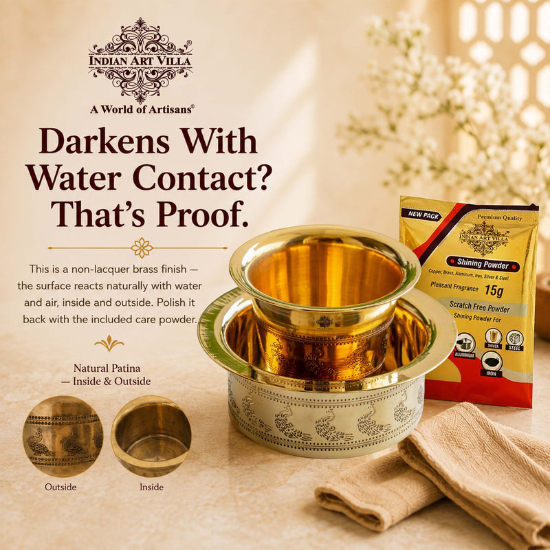 Brass Filter Coffee Dabra Set with Peacock Design