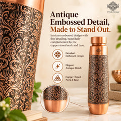 Copper Bottle With Antique Embossed Design - 800ML
