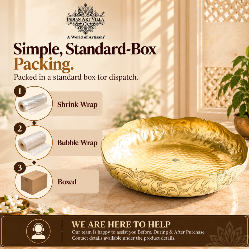 Golden Metal Urli Bowl With Embossed Design