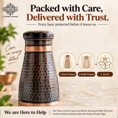 Copper Bedroom Bottle With Dark Hammered Design - 950ml