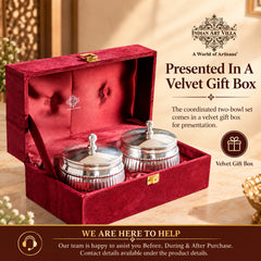 Silver Plated Brass Bowl Combo Set With Box - 380 ML