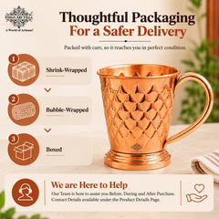 Pure Copper Diamond Hammered Moscow Mule Beer Mug - 450 ML