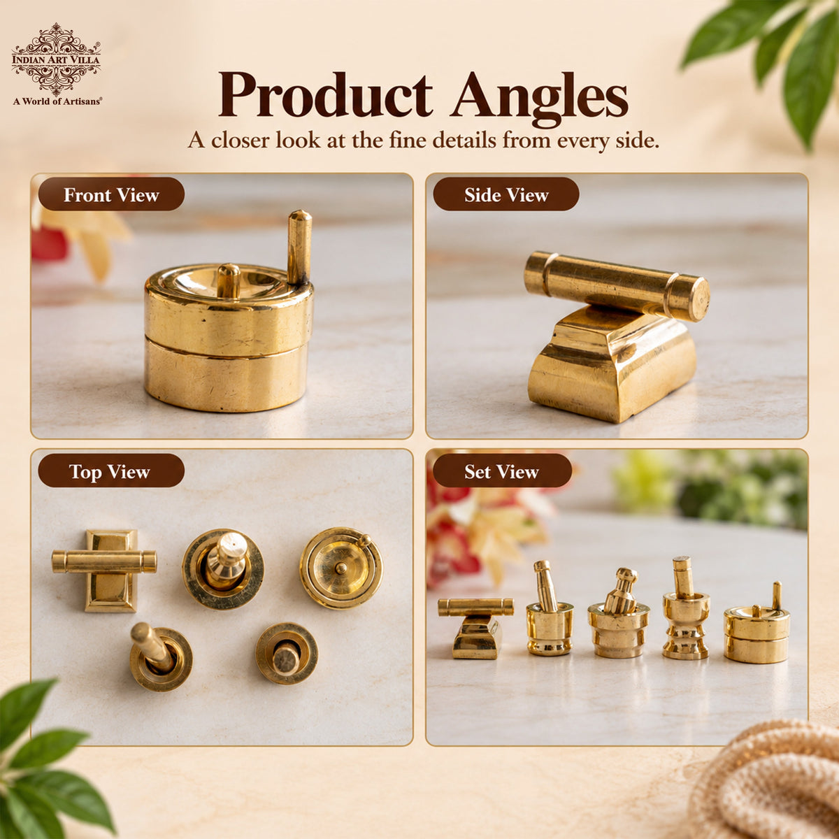 Gouri Amma Set – 5-Piece Miniature Brass Ritual & Gifting Set