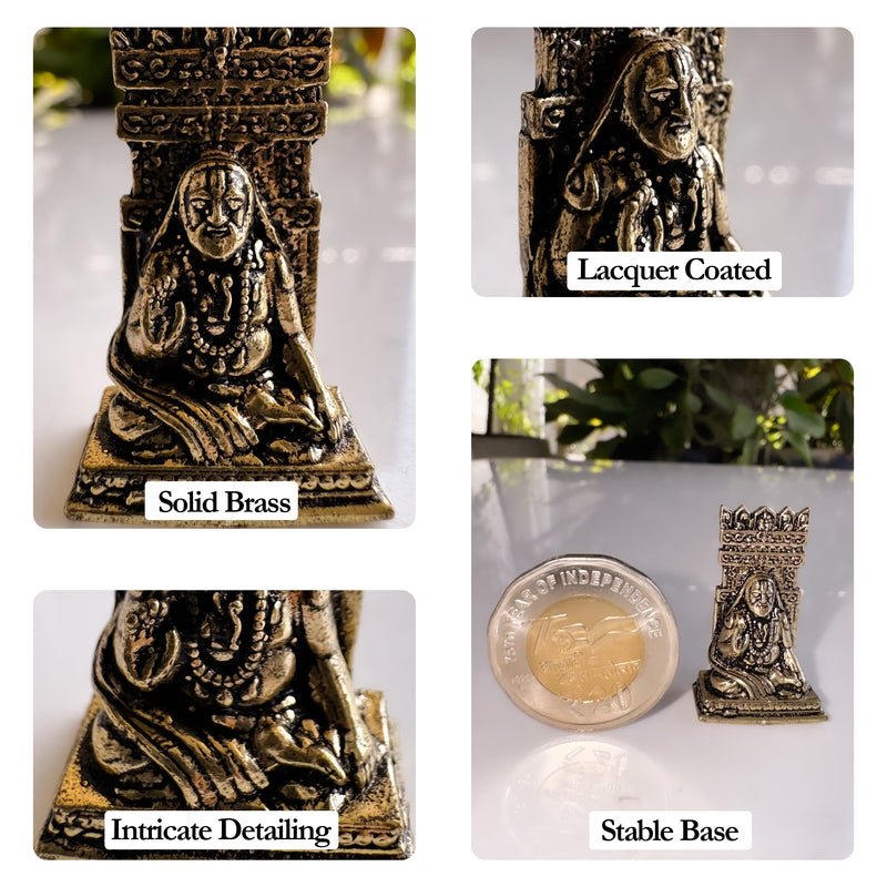 Pure Brass Miniature Raghavendra Swamy Ji Murti for Home Temple 3.10 CM