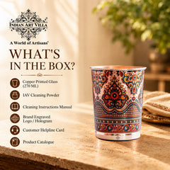 Pure Copper Kalakriti Print Glass for Daily Use, Home & Gifting - 270 ML