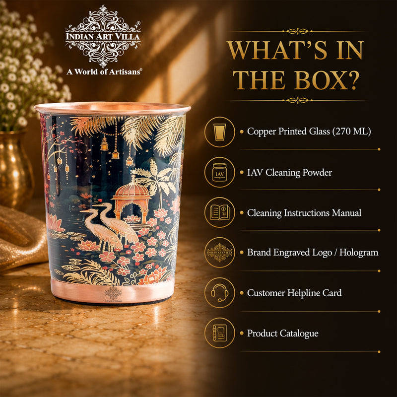 Pure Copper Kalakriti Print Glass - 270 ML