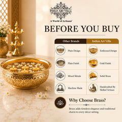 Pure Brass Embossed Design Urli