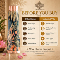 Pure Copper Kalakriti Printed Water Bottle for Daily Use - 750 ML