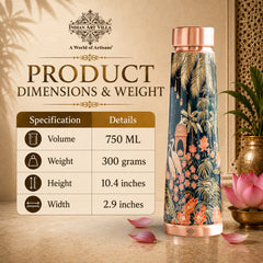 Pure Copper Kalakriti Printed Water Bottle for Daily Use - 750 ML