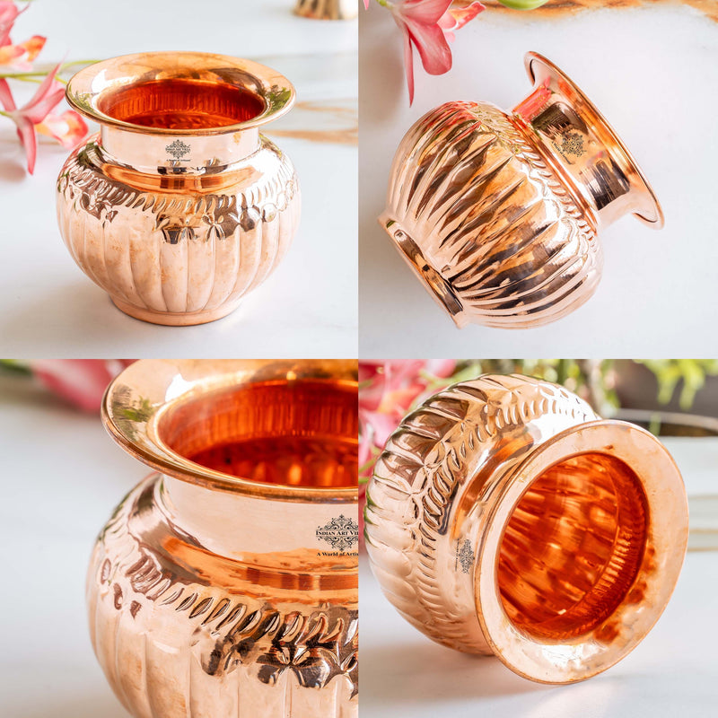 Handcrafted Pure Copper Fluted Lota for Pooja & Traditional Use - 740 ML